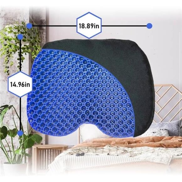Large gel seat cushion cooling honeycomb support tailbone sciatica chair pillow - Picture 3 of 8